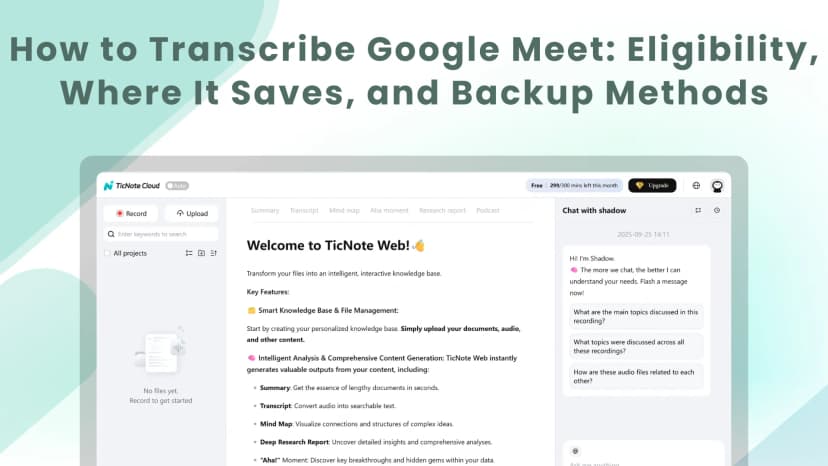 How to Transcribe Google Meet: Eligibility, Where It Saves, and Backup Methods