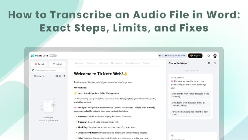 How to Transcribe an Audio File in Word: Exact Steps, Limits, and Fixes