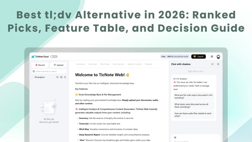 Best tl;dv Alternative in 2026: Ranked Picks, Feature Table, and Decision Guide