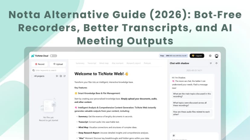 Notta Alternative Guide (2026): Bot‑Free Recorders, Better Transcripts, and AI Meeting Outputs