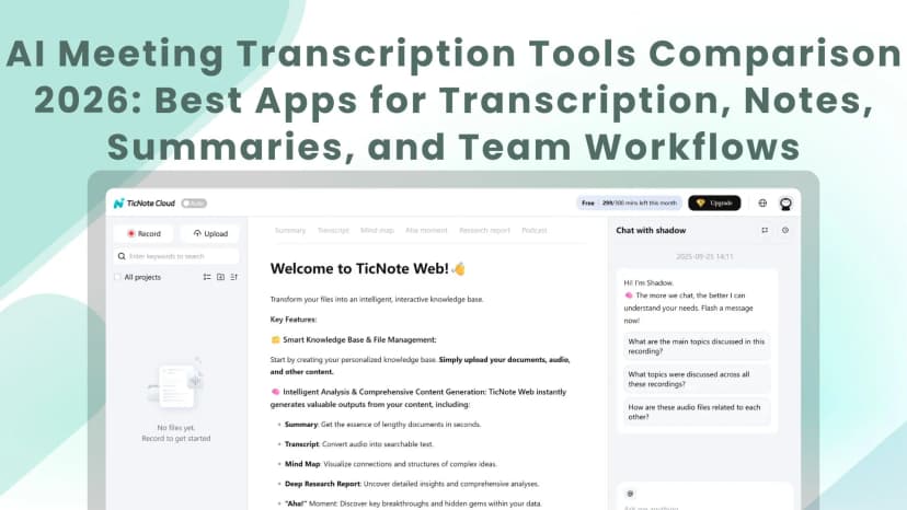 AI Meeting Transcription Tools Comparison 2026: Best Apps for Transcription, Notes, Summaries, and Team Workflows