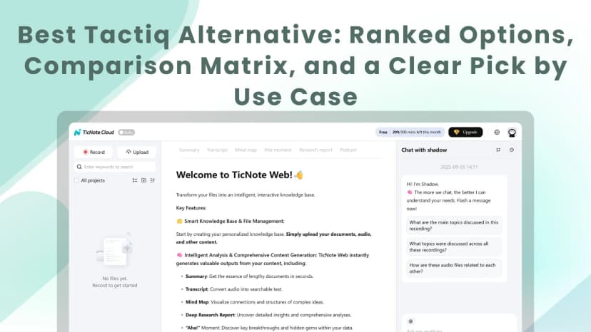 Best Tactiq Alternative: Ranked Options, Comparison Matrix, and a Clear Pick by Use Case