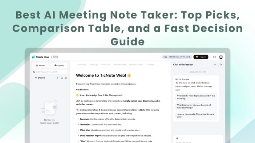 Best AI Meeting Note Taker (2026): Top Picks, Comparison Table, and a Fast Decision Guide