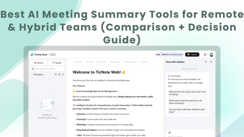 Best AI Meeting Summary Tools for Remote & Hybrid Teams (Comparison + Decision Guide)
