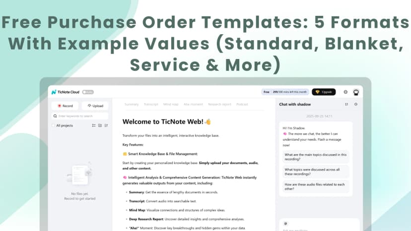 Free Purchase Order Templates: 5 Formats With Example Values (Standard, Blanket, Service & More)