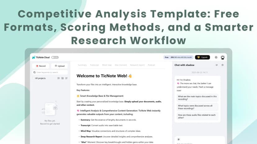 Competitive Analysis Template: Free Formats, Scoring Methods, and a Smarter Research Workflow